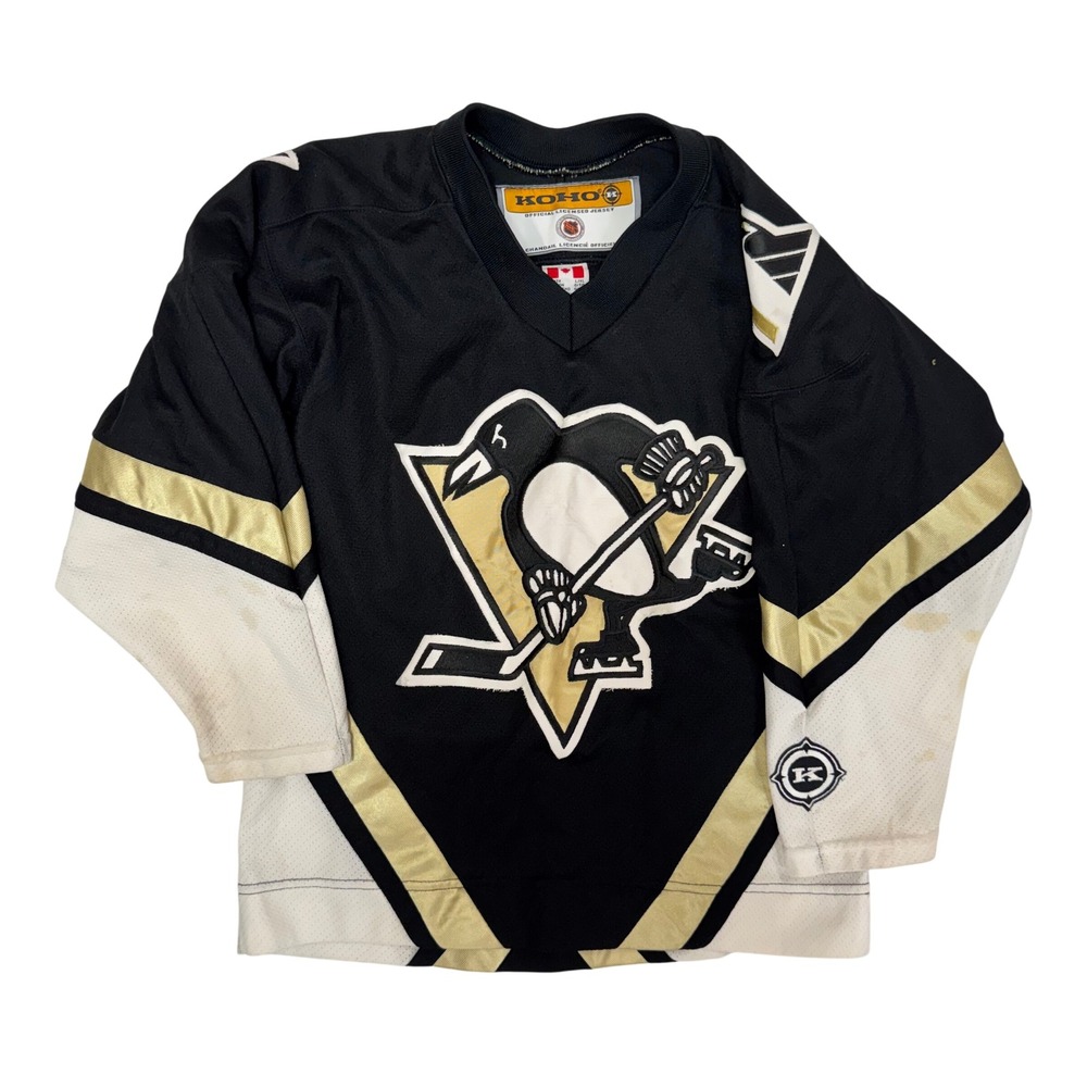 Vintage Pittsburgh Penguins KOHO NHL Jersey Youth L/XL Black Gold Stitched NHL